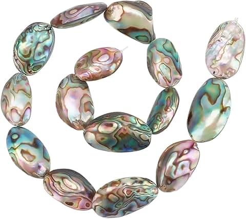 15pcs Natural Abalone Shell Beads for Jewelry Making