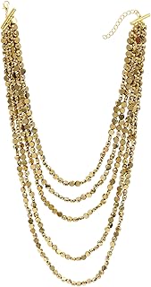 Five-Layer Gold Beaded Necklace with Cascade Design