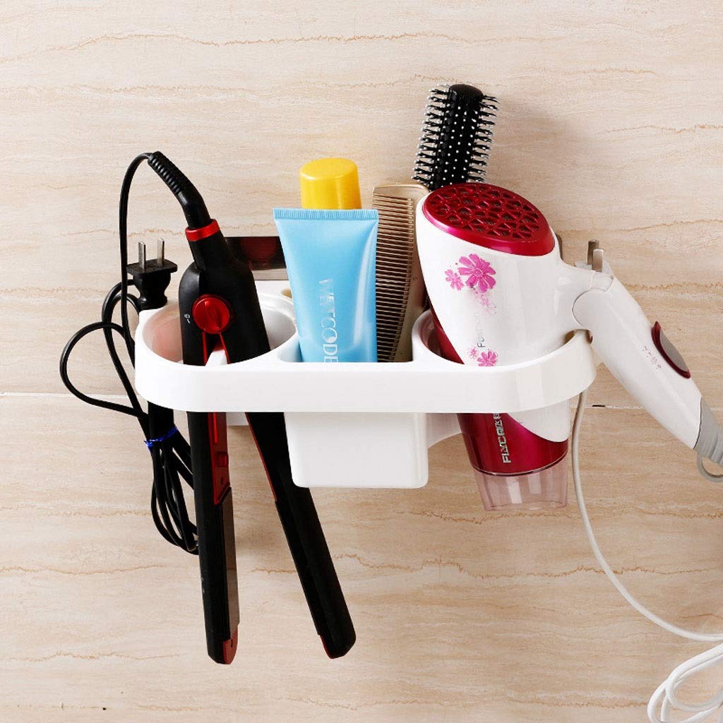 Bathroom Wall Shelf Wall Mounted Hair Dryer Rack Storage Organizer Hairdryer Support Holder Plastic Storage Racks
