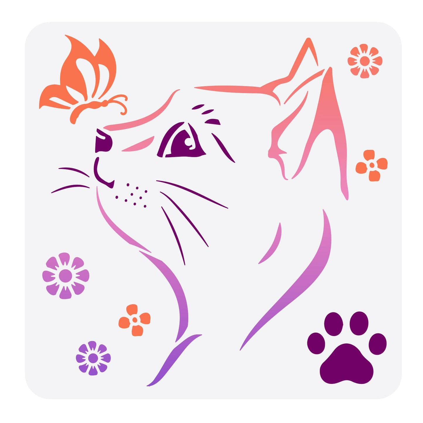 11.8x11.8" Square Cat Art Kit with Templates