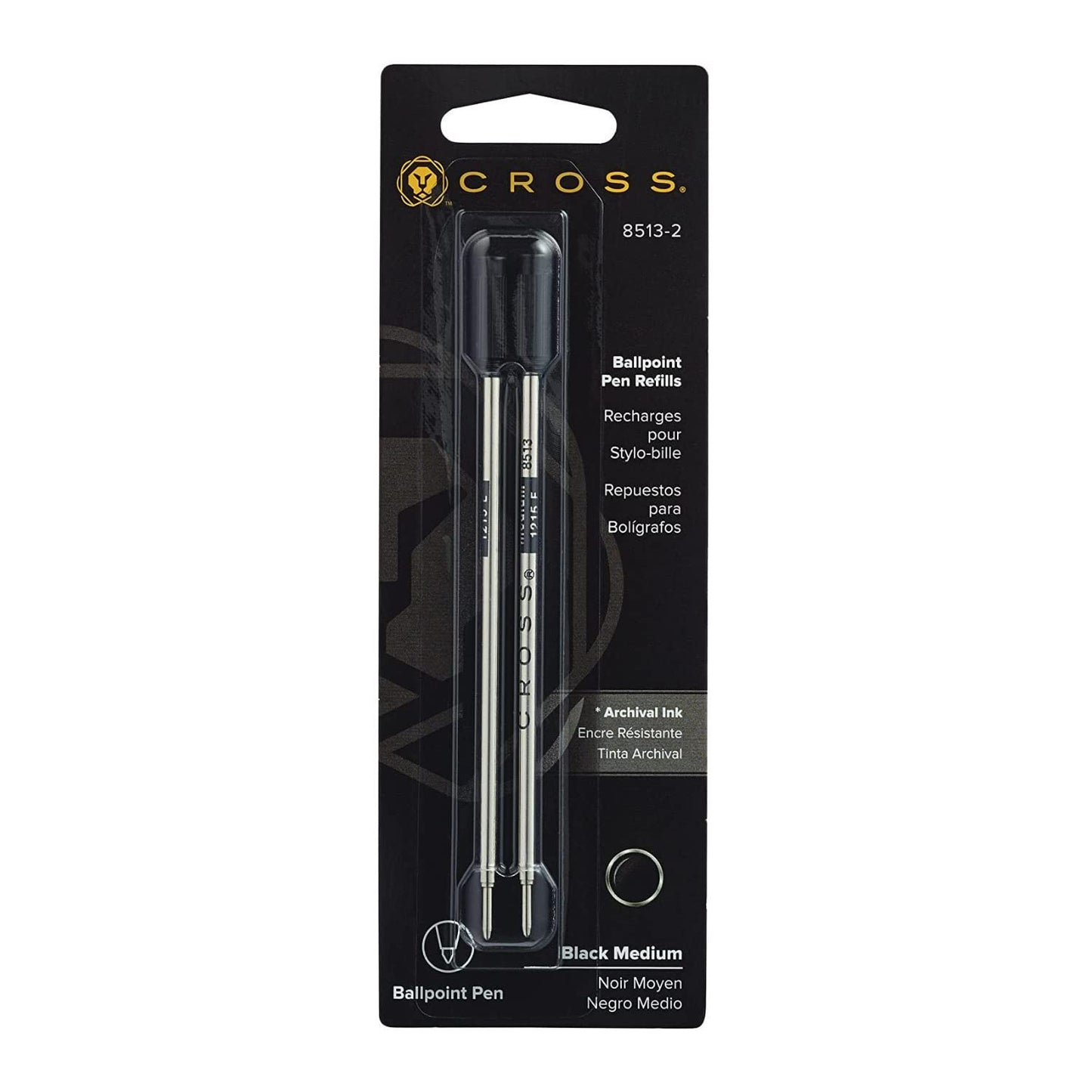 Black Ink Ballpoint Pen Refills, Medium Point, 6 Pack