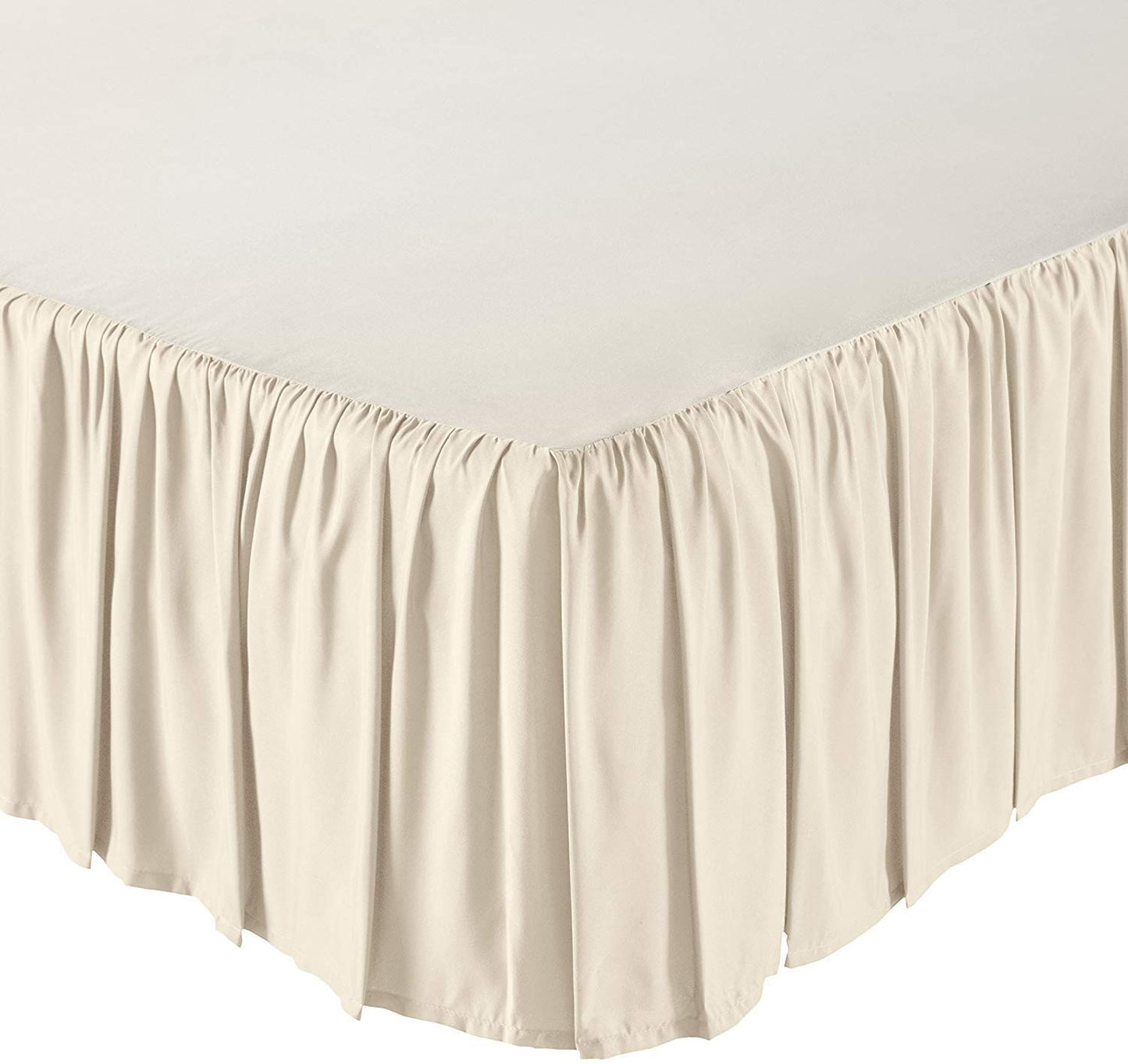 Ruffled Bed Skirt with Split Corners Queen Size 24 Inch Drop) Platform Dust Ruffle Gathered Bedskirt with 400 Thread Count Microfiber Wrinkle Free Ruffled Gatherd Bed Skirt(Ivory Solid)