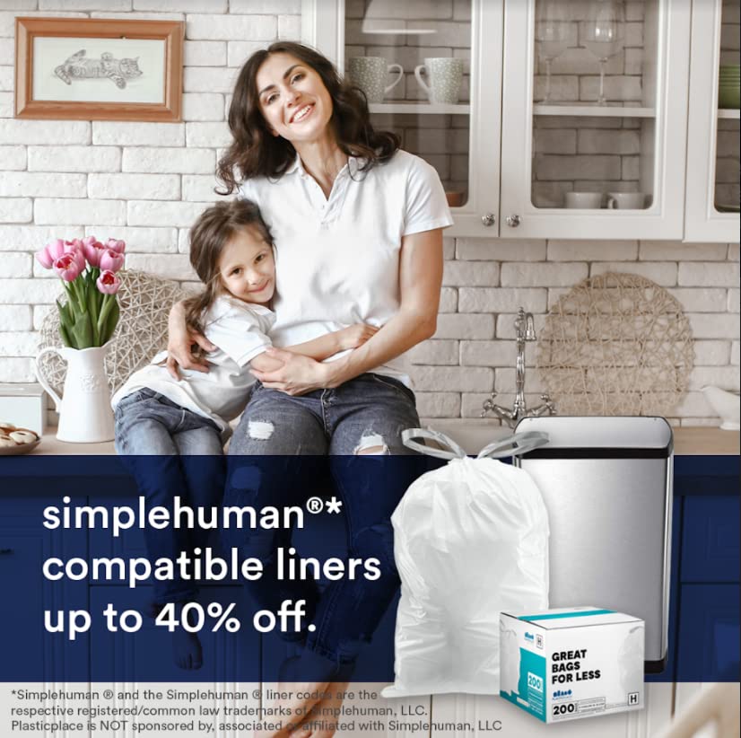 Trash Bags x) Code J Compatible Packs White Dr string Garbage Liners 10-10.5 lon  38-40 Liter 21'' x 28'' 20 Count/5 Pack) TRA192WH)