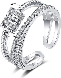 Silver Anti-Anxiety Fidget Ring for Women
