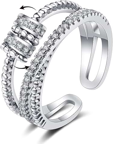 Silver Anti-Anxiety Fidget Ring for Women