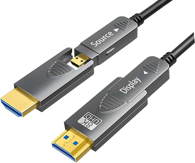26ft 8K Fiber Optic HDMI Cable with Micro HDMI to HDMI 2.1