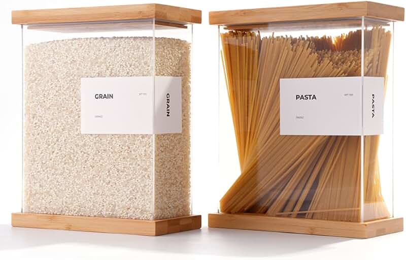 Large bamboo food dispenser for pantry storage