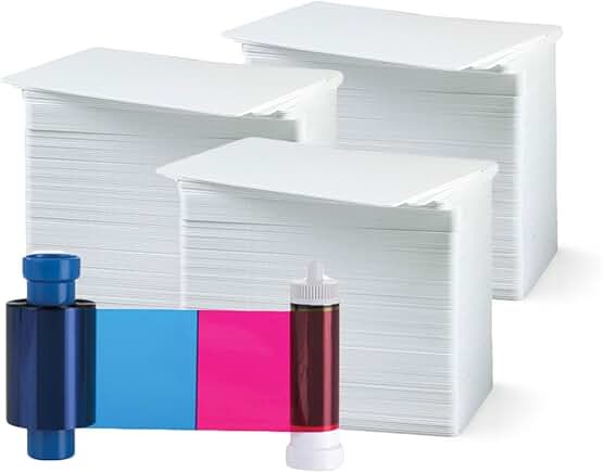 Color Ribbon for Card Printer, 250 Prints, with 300 PVC Cards