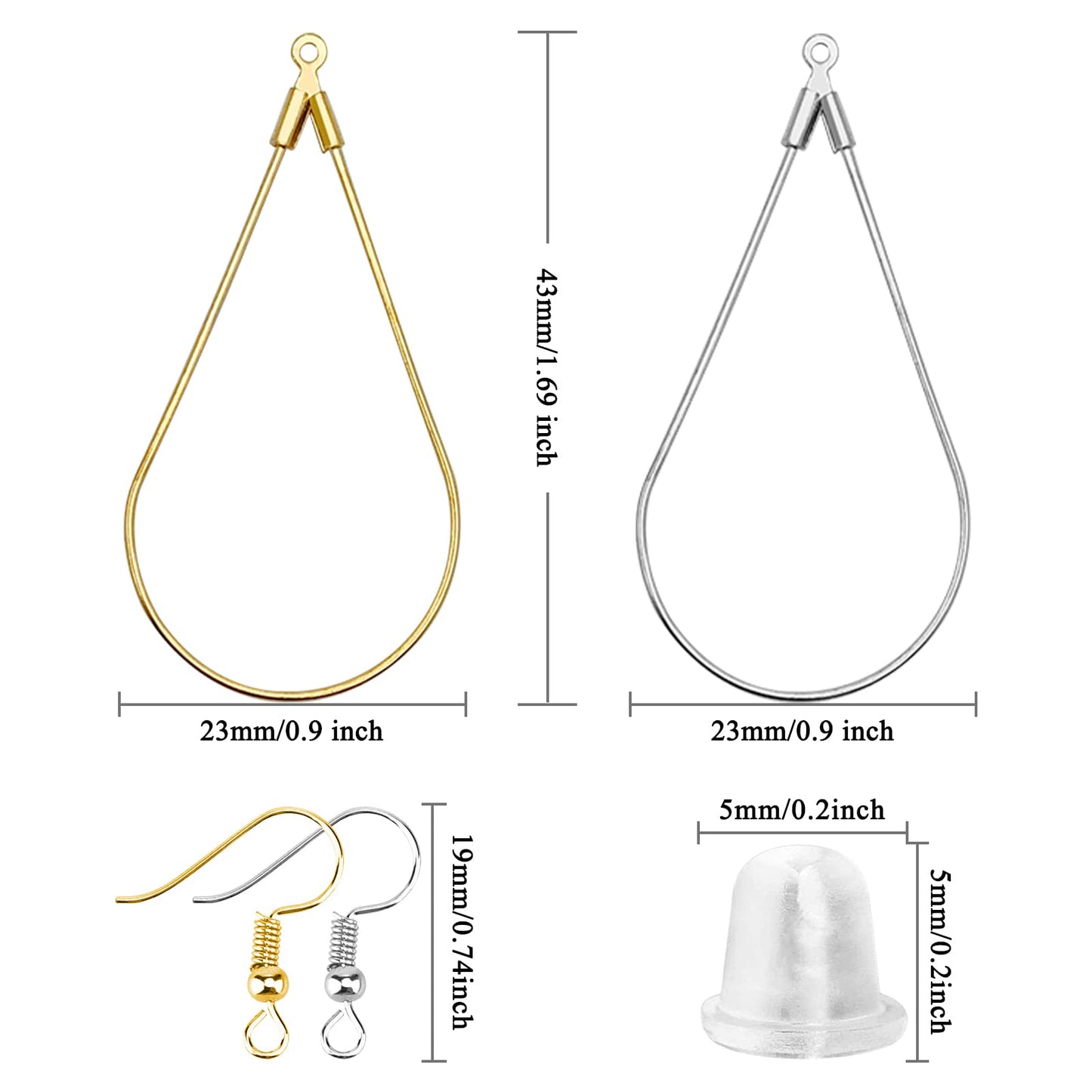 DIY Beading Earrings Kit with Teardrop Hoops and Hooks