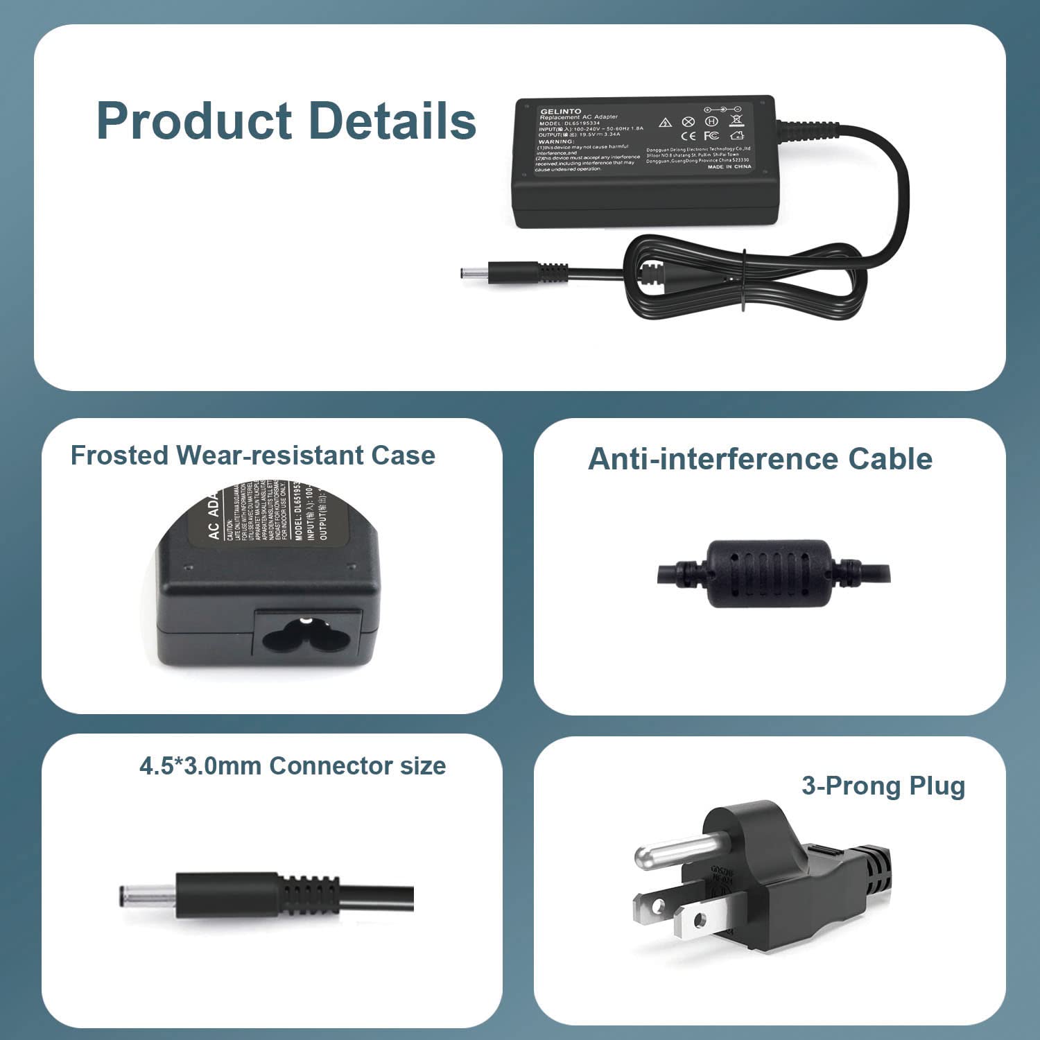 Laptop Charger for Dell Inspiron 14 15 3501 3505 3502 5502 5406 5515 5100 5505 7400 AC Power Supply Adapter Cord 65W 19.5V 3.34A