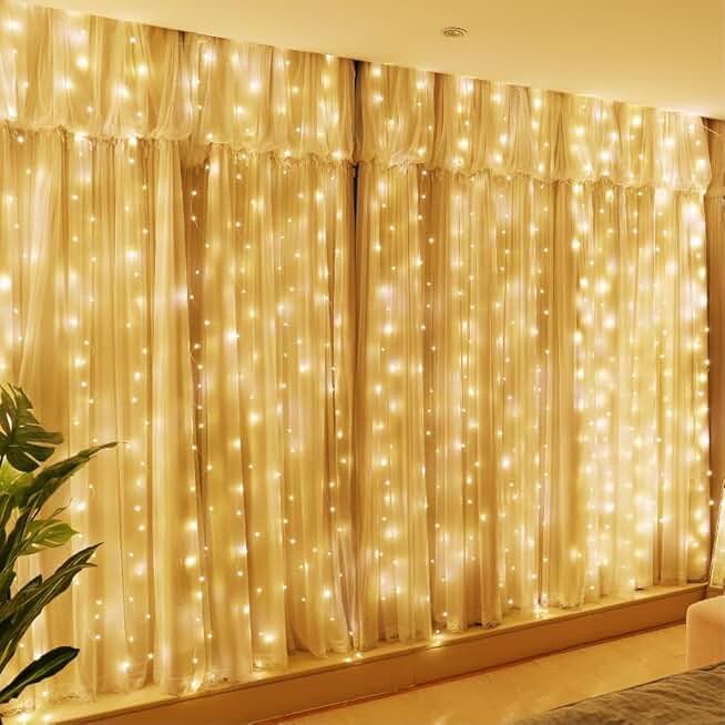 300 LED Fairy Curtain Lights, 9.8x9.8 ft, USB, 8 Modes