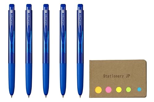 Set of 5 blue gel pens with micro point and rubber grip