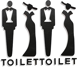 7-inch Wooden Bathroom Signs, 2 Pack, Black