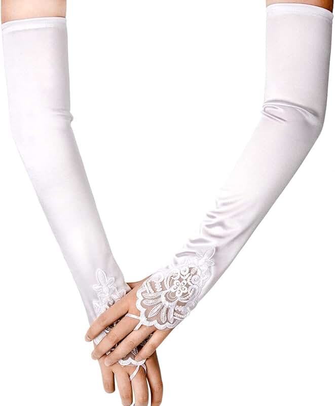 Long Satin Fingerless Gloves for Women, 19 Inches