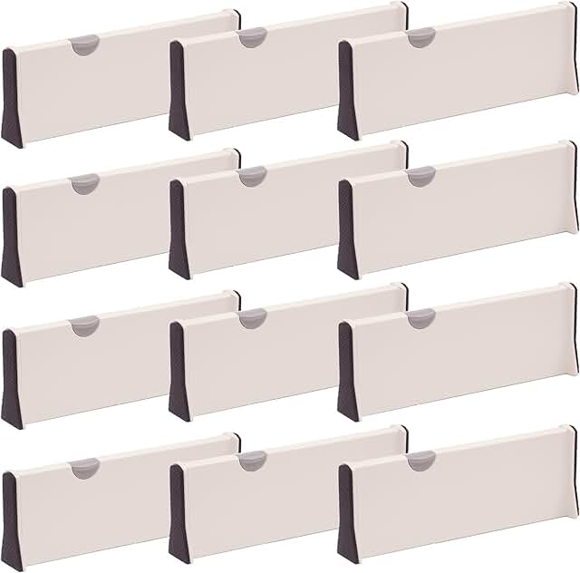 12 Pack Adjustable Plastic Drawer Dividers