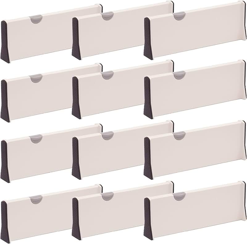 12 Pack Adjustable Plastic Drawer Dividers
