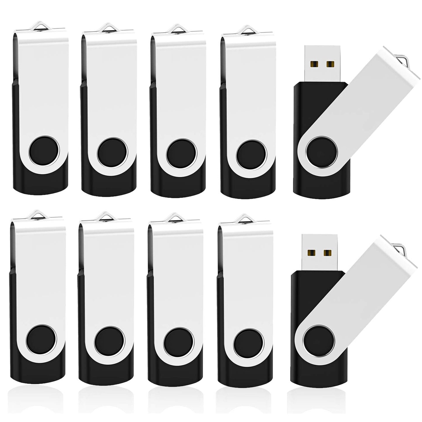 10 Pack 4GB Flash Drive 4gb USB 2.0 Flash Drives Keychain USB Drive Bulk Thumb Drive Swivel Memory Stick Black
