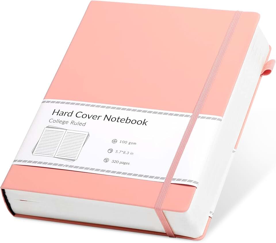 Pink hardcover journal with 320 pages for writing