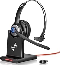 Wireless Bluetooth Headset with Mic and Charging Base