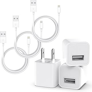 3-Pack iPhone Charging and Data Cables with Wall Plugs