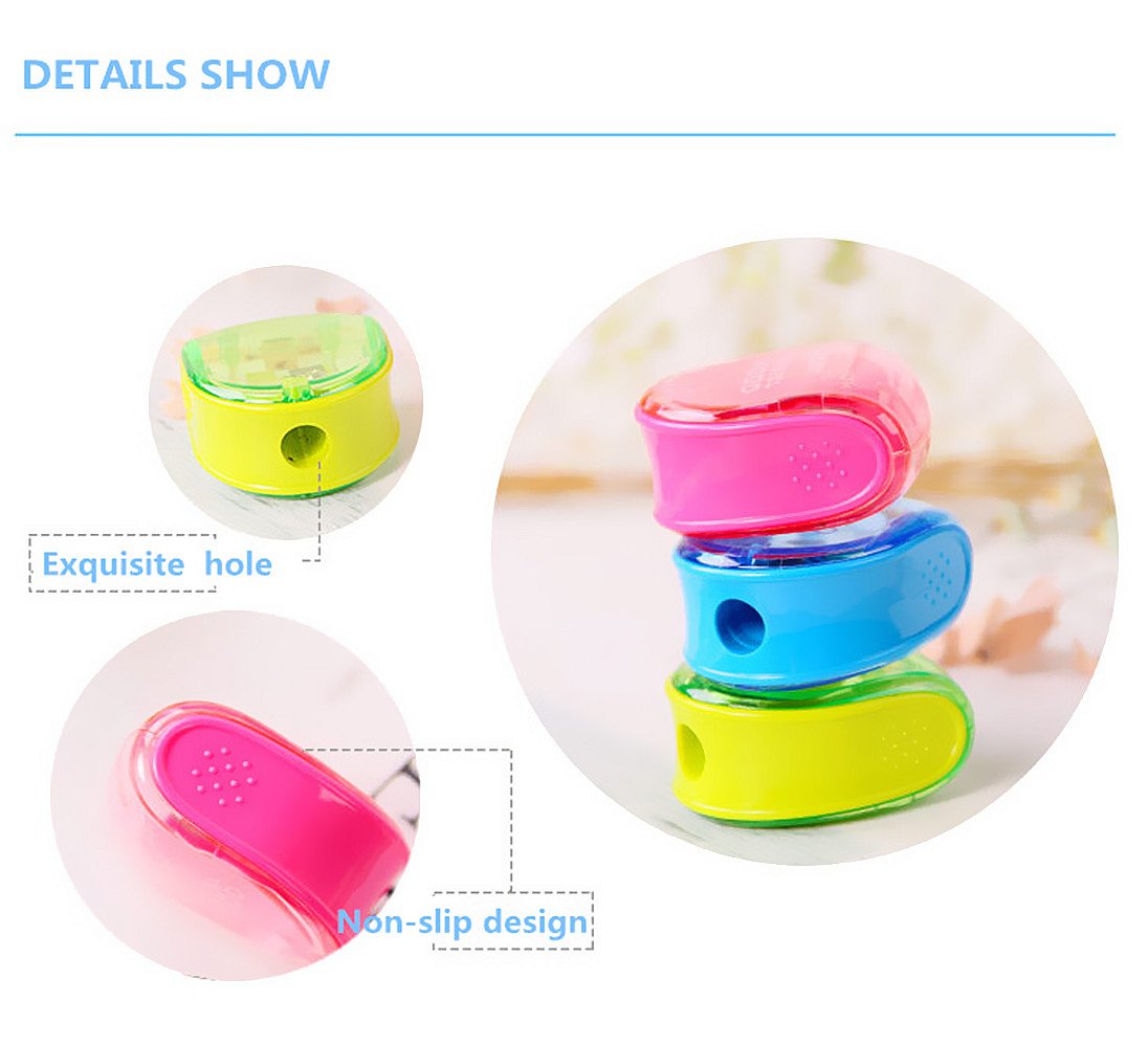 Set of 5 colorful plastic hand-held pencil sharpeners