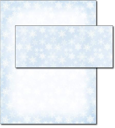 Blue Snowflake Holiday Paper and Envelope Set