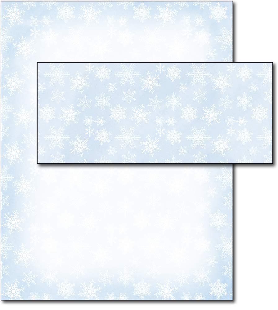 Blue Snowflake Holiday Paper and Envelope Set