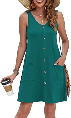 Women’s Summer Sleeveless Beach Dress with Pockets