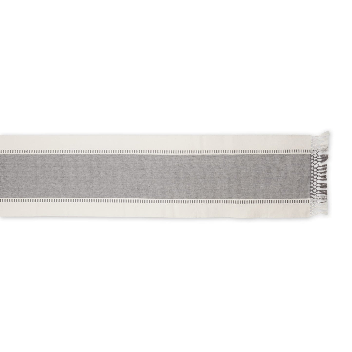 Dobby Stripe Woven Table Runner, 13x108, Cool Gray