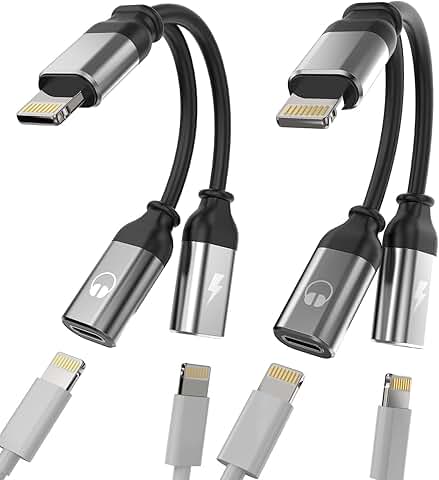 Dual Lightning Audio and Charging Adapter 2 Pack