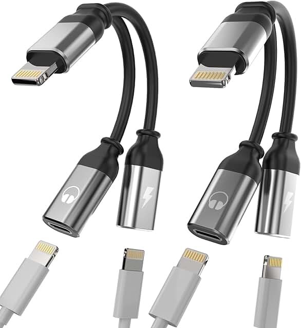 Dual Lightning Audio and Charging Adapter 2 Pack