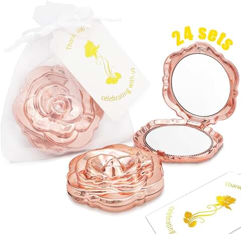 Party Rose Compact Mirrors for Wedding and Event Gifts (24)