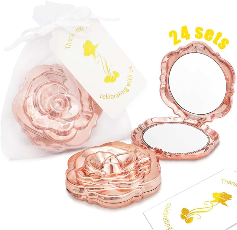 Party Rose Compact Mirrors for Wedding and Event Gifts (24)