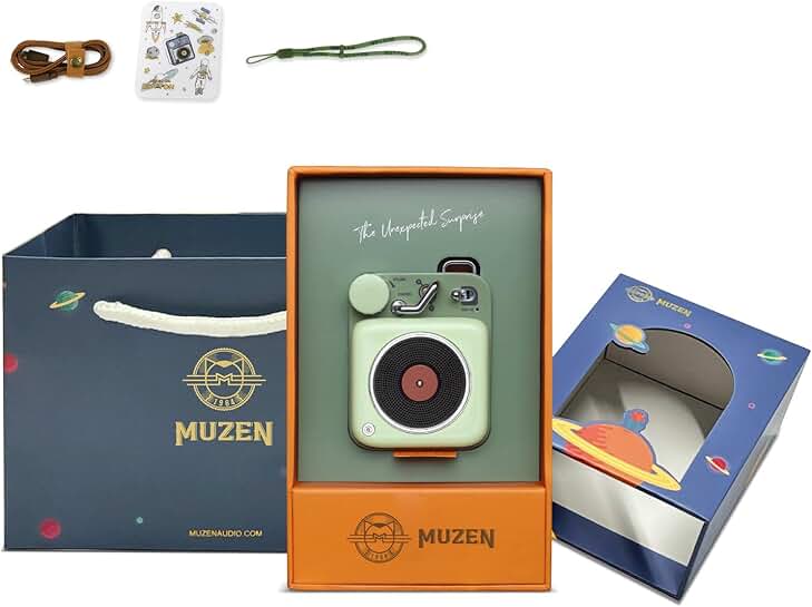 Small Retro Bluetooth Speaker with Loud Sound and Lanyard
