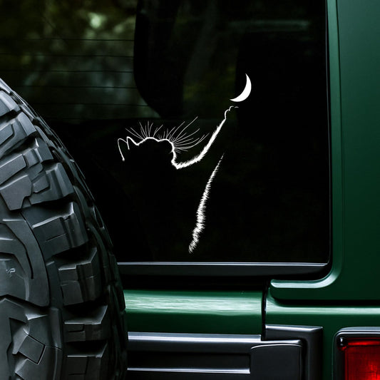 Black cat and moon decal for car and more