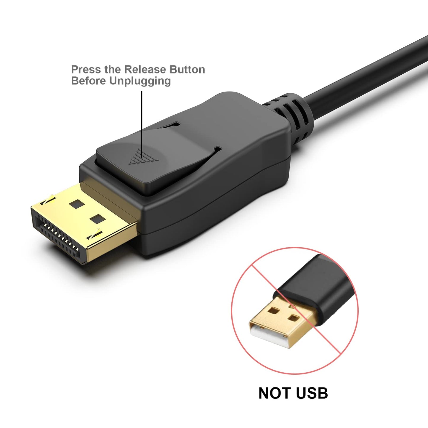 DisplayPort to HDMI 6 Feet Cable, DisplayPort to HDMI Male to Male Adapter Gold-Plated Cord Compatible with Lenovo, HP, ASUS, Dell and Other Brand