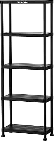 5-Tier Plastic Storage Shelves, 500lb Capacity