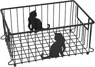 Large Cat-Themed Wire Basket for Kitchen and Office Organization