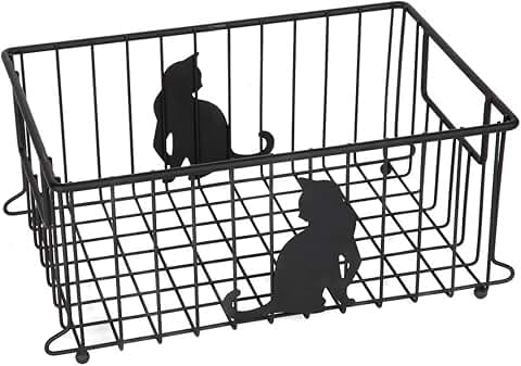 Large Cat-Themed Wire Basket for Kitchen and Office Organization