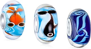 Mixed Sterling Silver and Murano Glass Nautical Charm Bead