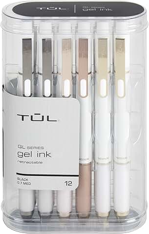 Retractable Gel Pens, Medium Point, 0.7 mm, Pearl White, Black Ink, Pack of 12
