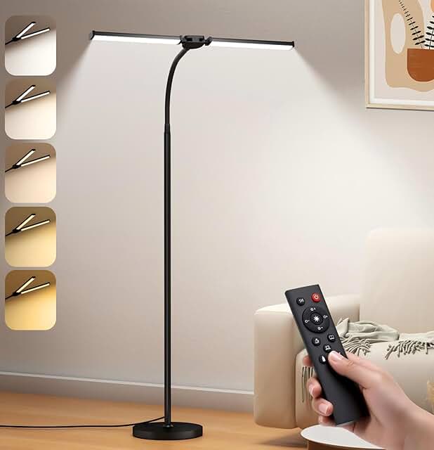 Tall LED Floor Lamp with Adjustable Brightness and Color