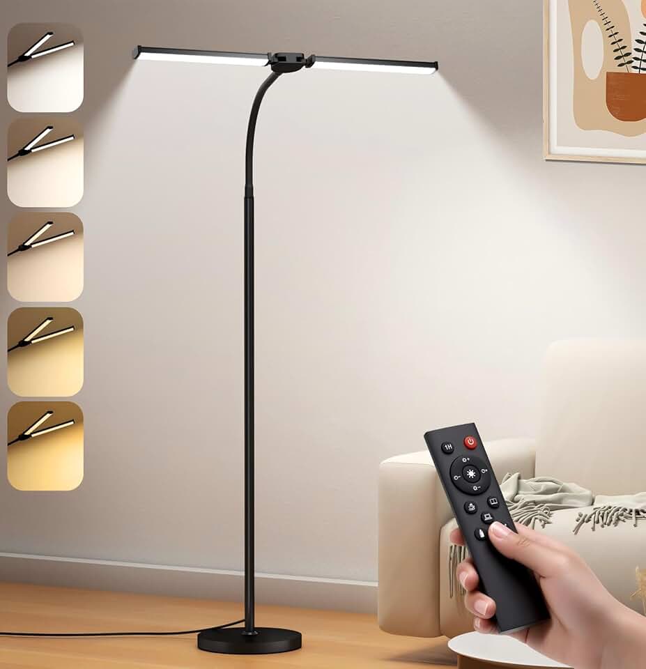 Tall LED Floor Lamp with Adjustable Brightness and Color