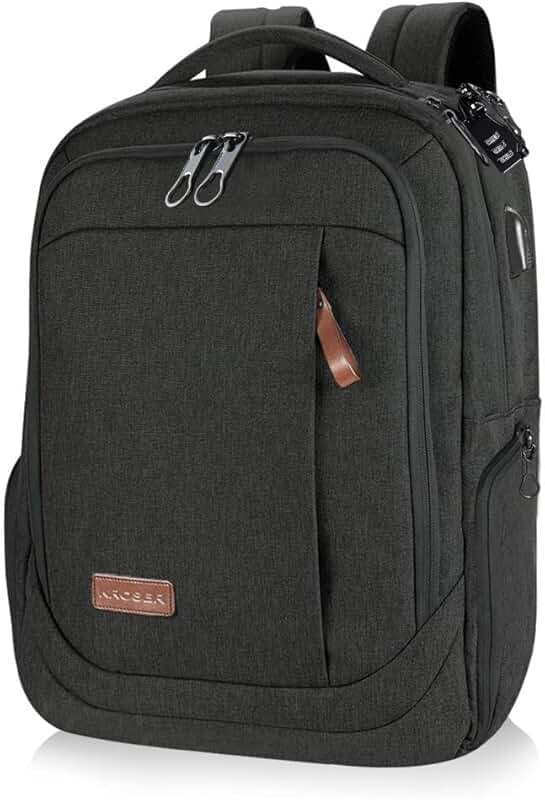 Large water-resistant laptop backpack with USB port