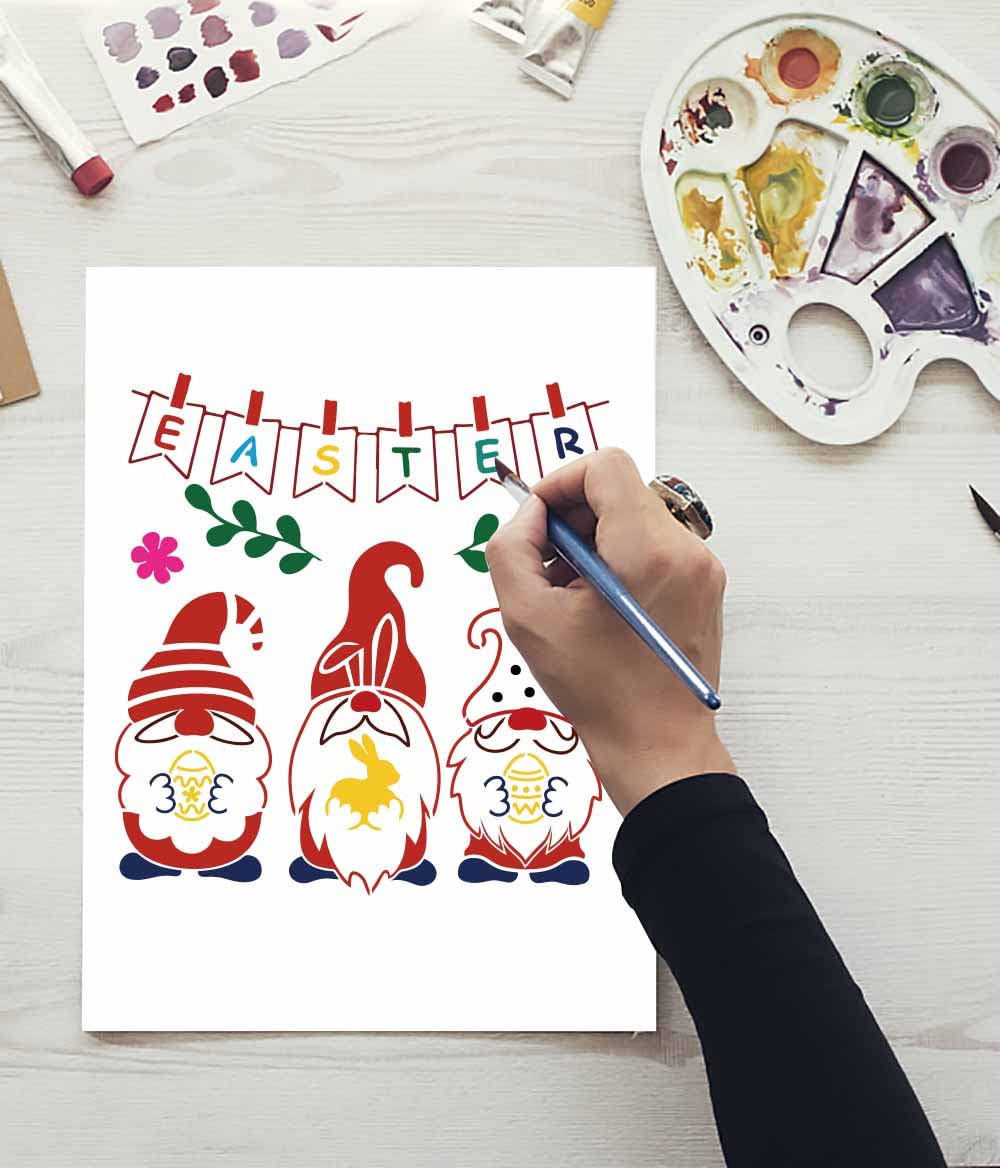 9 Pieces Reusable Painting Stencils with Elf Blessing Words