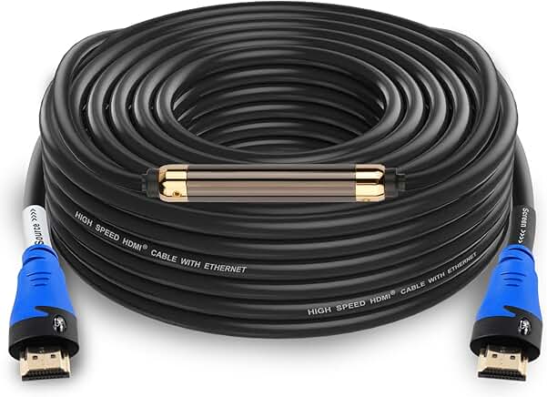 75 Feet HDMI Cable with Signal Booster for In-Wall Installation