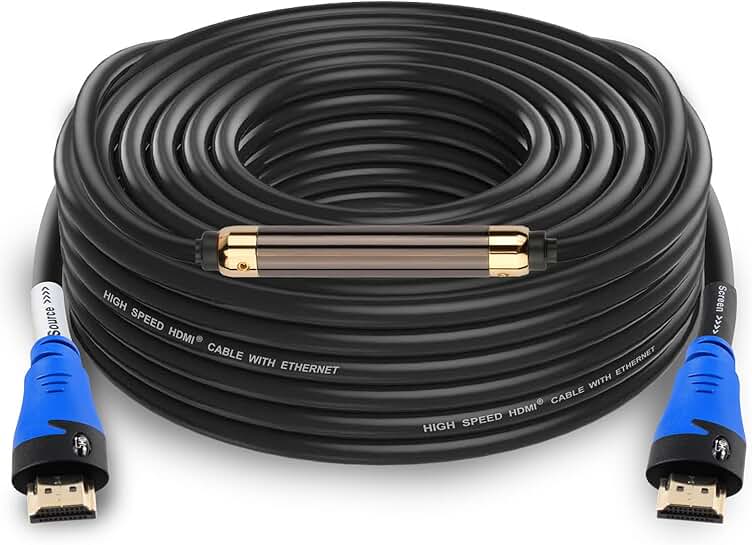 75 Feet HDMI Cable with Signal Booster for In-Wall Installation
