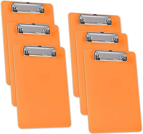Orange A5 Plastic Clipboard Set of 6