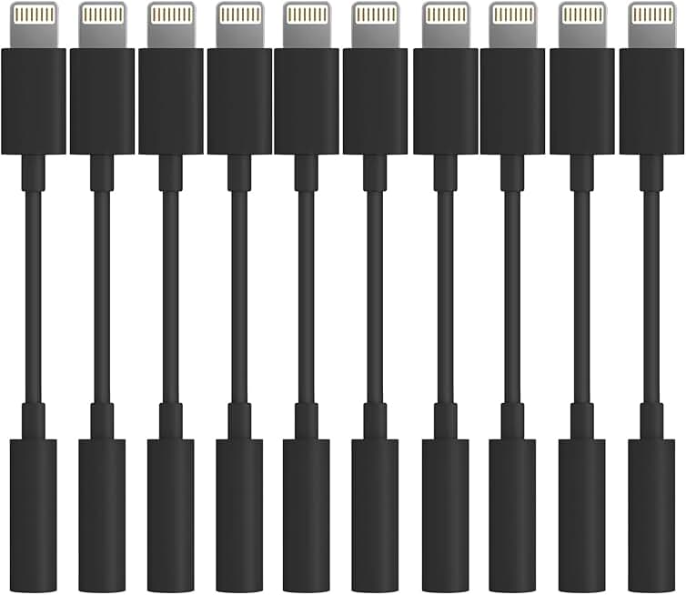Lightning to 3.5mm headphone adapter, 10-pack