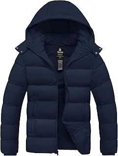 Men's Waterproof Warm Winter Puffer Coat with Removable Hood